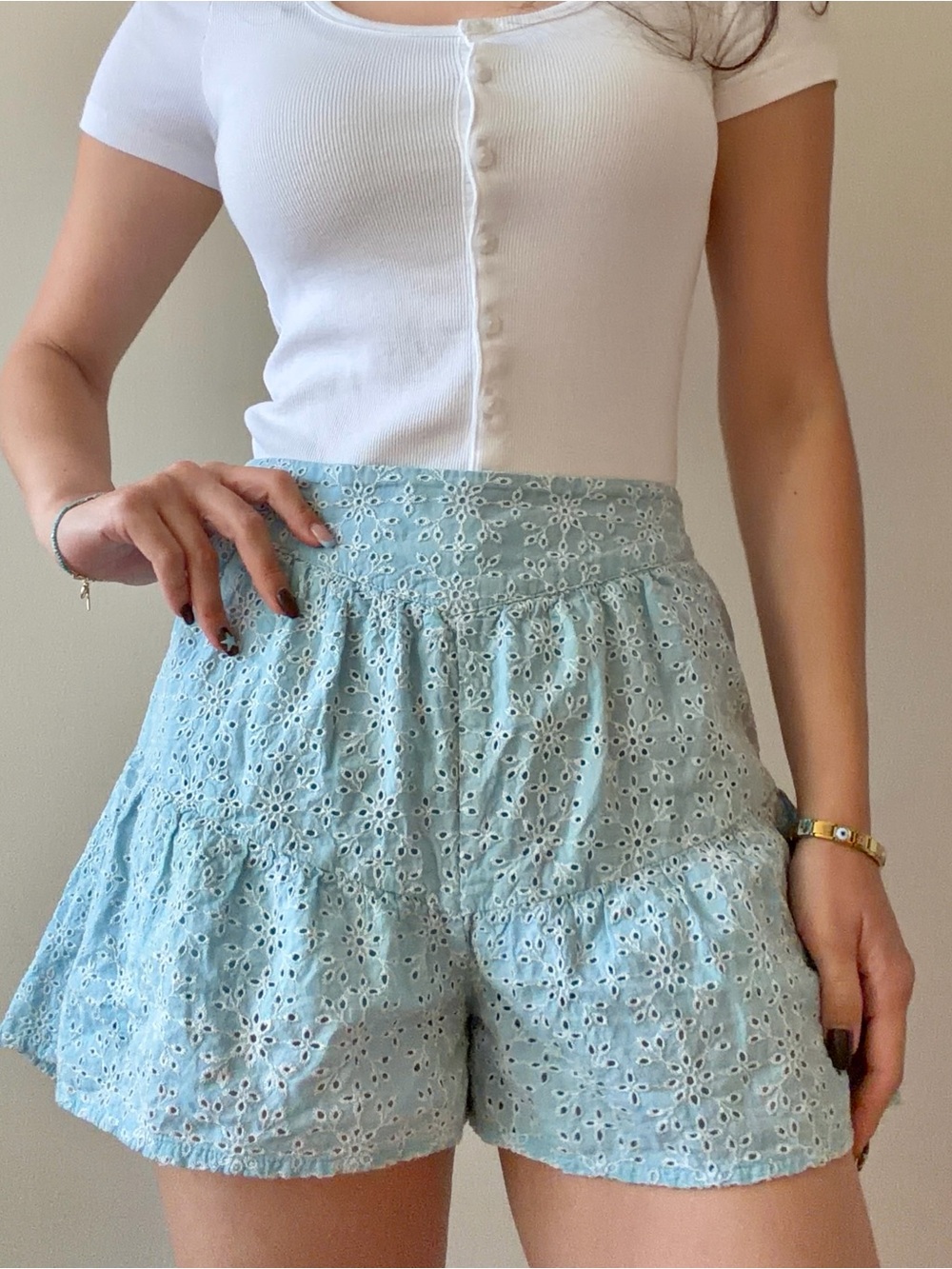 BCBGeneration Light Blue Eyelet Skort